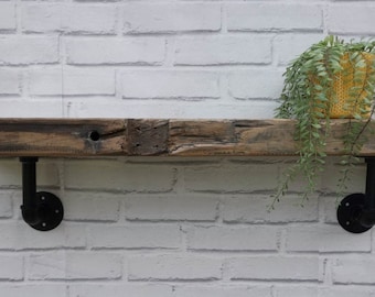 Solid Reclaimed Teak Industrial Shelf - Solid Heavy Shelf - 100% Original Timber 90cm