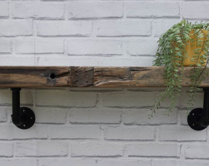 Solid Reclaimed Teak Industrial Shelf - Solid Heavy Shelf - 100% Original Timber 90cm
