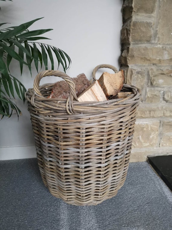 Wicker basket log storage sale