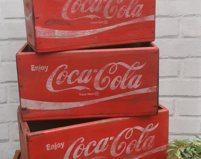 Solid Wooden Vintage Style Coca Cola Nesting Boxes - Strong & Sturdy - Retro