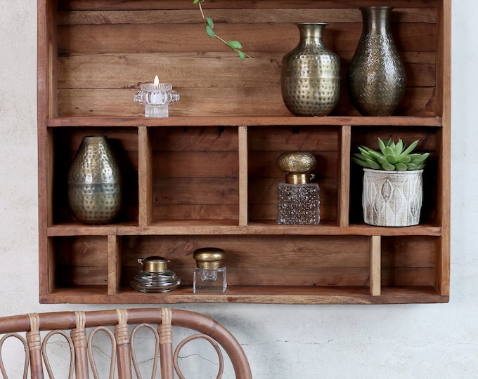 Large Solid Wooden Unique, 100% Reclaimed Sectioned Shelf