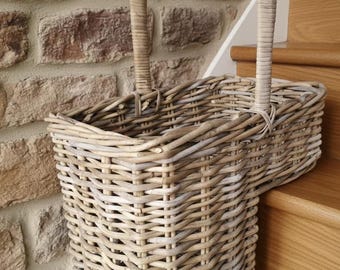 Sturdy Rattan Stair Step Storage Basket.