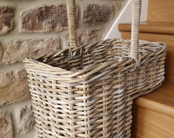 Sturdy Rattan Stair Step Storage Basket.