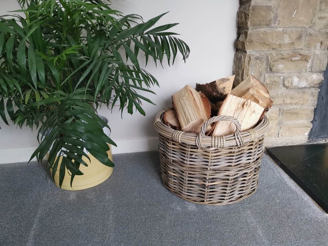 Super Chunky Round Rattan Log Baskets With Ear Handles 3 Sizes