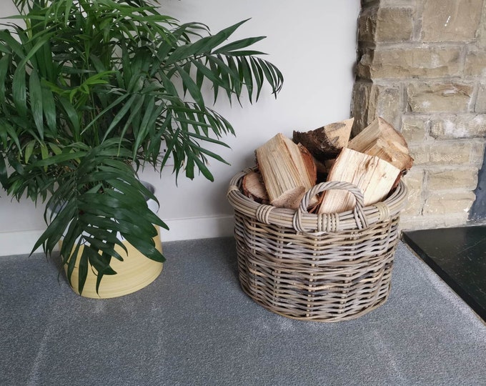 Super Chunky Round Rattan Log Baskets With Ear Handles 3 Sizes Available