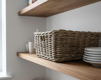 Strong & Sturdy Shallow, Square Rattan basket.