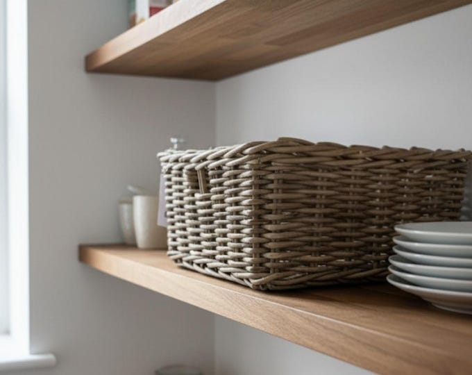Strong & Sturdy Shallow, Square Rattan basket.