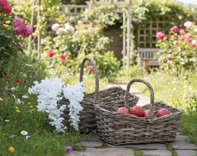 Handmade Rectangular Wicker Basket – Shopping, Picnic, Foraging