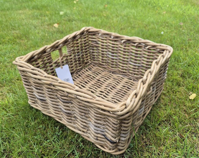 Strong & Sturdy Shallow, Square Rattan basket.