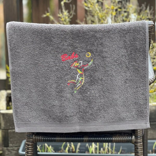 Personalisiertes Volleyball Handtuch & Duschtuch mit Wunschnamen | Einzigartiges Geschenk für Volleyballspielerin  und Volleyballfans