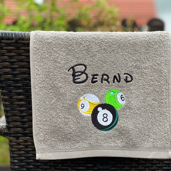 Serviette de billard personnalisée avec nom | Serviette de sport brodée pour joueurs et entraîneurs | Cadeau pour les fans de billard | Serviette de billard