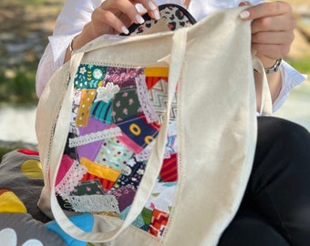 Bunte Tasche , Baumwolltasche, Reisetasche, Patchwork Tasche  , Bunte Tasche , Handtasche ,Tragetasche ,Geschenkidee, Muttertagsgeschenk