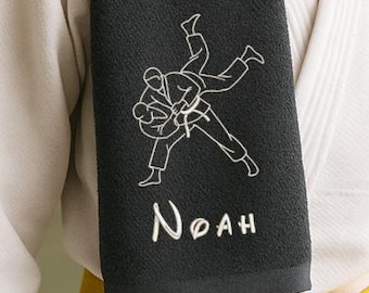 Asciugamano da judo personalizzato per uomini e ragazzi - con nome - Regalo per judoka Asciugamano da judo ricamato personalizzato
