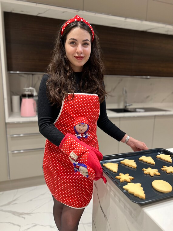 Apron for Women Kitchen Set of Glove and Apron With Motif Baking
