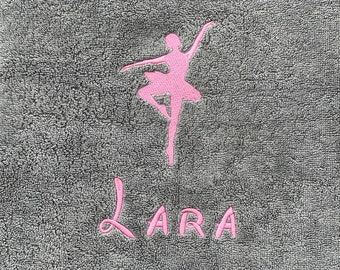 Personalisiertes Ballerina Duschtuch Handtuch mit Namen | Ballett Tänzerin | Geschenk für Ballettbegeisterte | Silhouette | Balletttänzerin