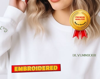 Individuell Besticktes Römisches Ziffern-Sweatshirt | Perfektes Paar-Geschenk | Personalisiertes Datum | Romantische Crewneck-Pullover