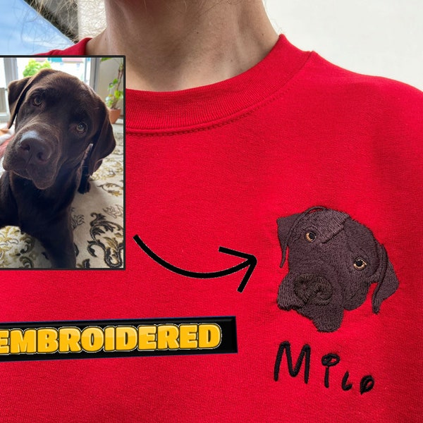 Benutzerdefiniertes Hundeporträt-besticktes Sweatshirt | Katzenporträt Pullover | kundenspezifischer Haustier-Pullover | Haustier-Gesicht