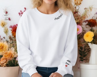 Mama Sweatshirt | Personalisiertes Mama Pullover mit Kindernamen | Geschenk für Mütter | Geschenk zum Muttertag | Geburtstagsgeschenk Mama