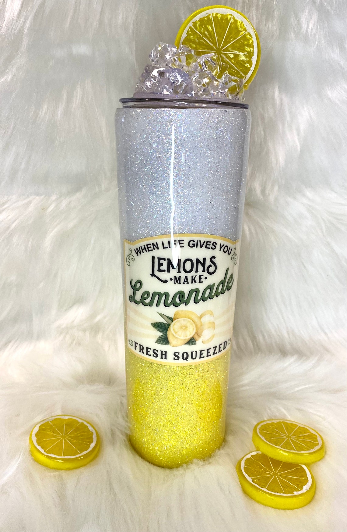 30oz Lemonade Glitter Tumbler Lemonade Lemons Yellow Etsy