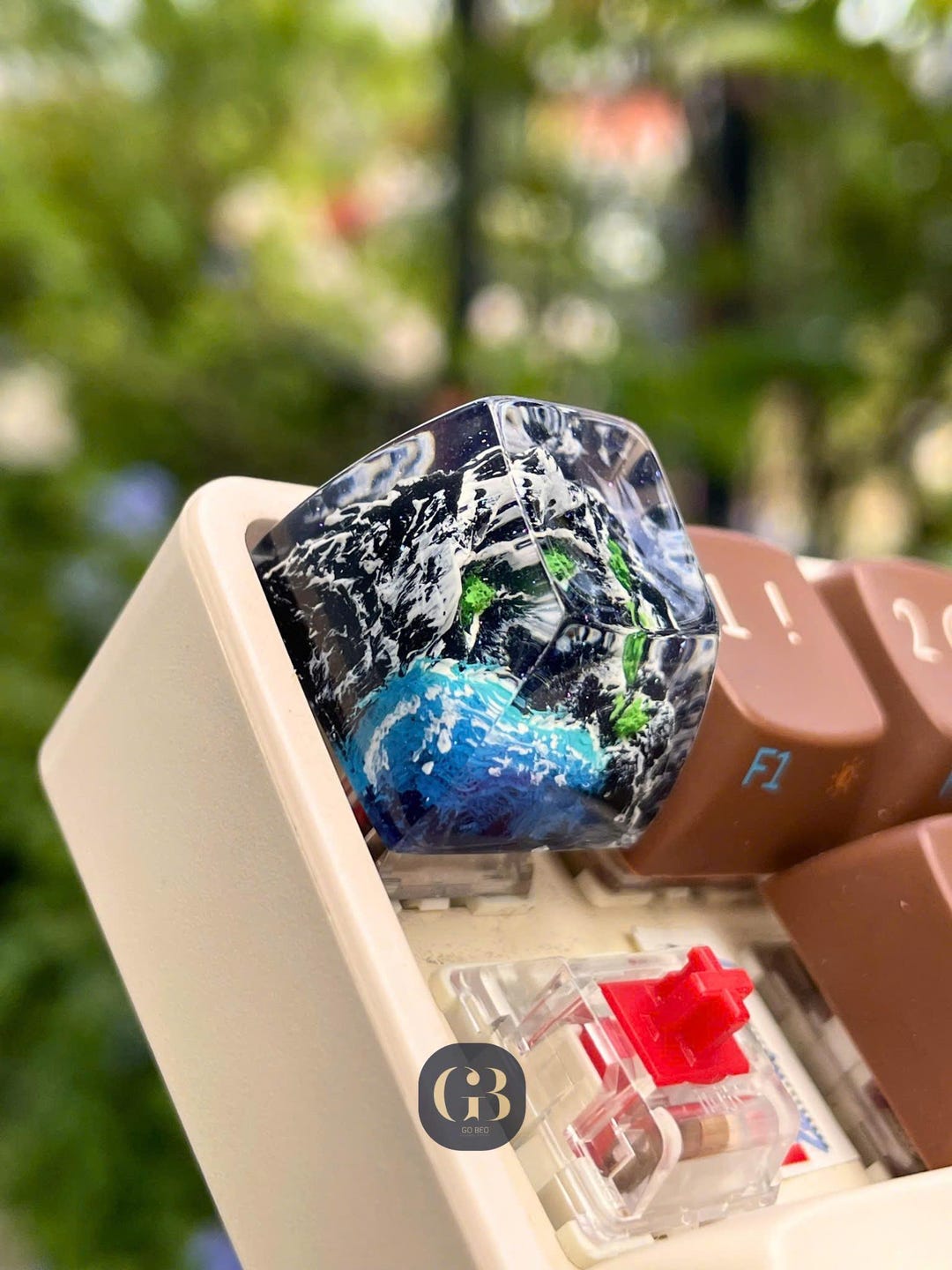 Snowflake Computer Key Caps Handcrafted Snow Mountain Artisan Keycap, SA Profile Resin Alpine ...