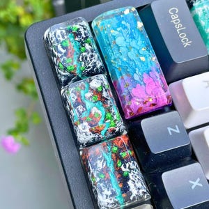 Zestaw nakładek klawiszy Snowy Mountain Artisan o profilu SA 1,25u, zestaw 3 klawiszy z żywicy lodowcowej, niestandardowy modyfikator klawiatury mechanicznej, prezent dla gracza