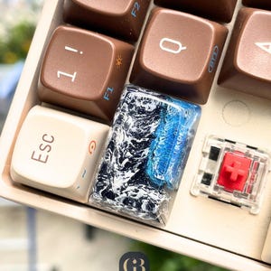 Snow Mountain Artisan Keycap 1.5u SA Profile, Glacier River Resin Keycap, Custom Mechanical Keyboard Tab Key,Ice Nature Theme Gamer Gift Men