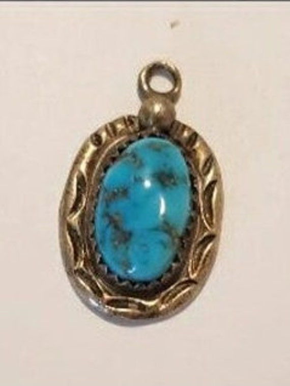 Navajo turquoise pendant, custom made, 1980 s, vi… - image 3