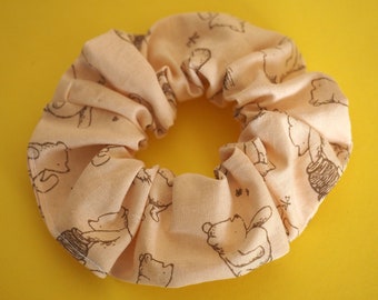 Winnie The Pooh, A.A Milne Hair Scrunchie | Pooh Bear | 100% Cotton Fabric | Hairstyling, Accessories, Bobbles, Hair Ties, For All Ages