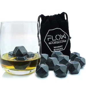 Diamond Whiskey Stones Set: Granite Reusable Ice Cubes with Bag