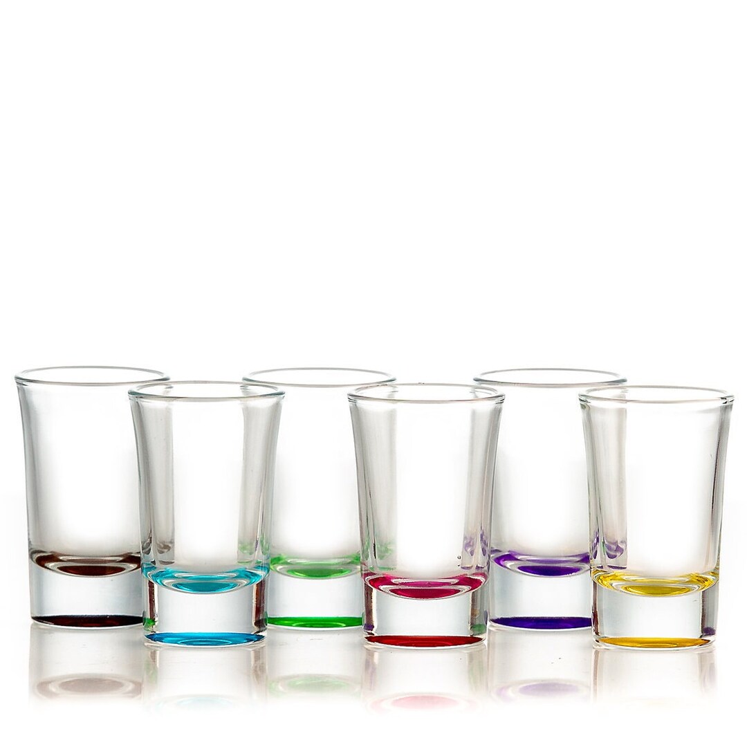 Shot Glasses Coloured Bases Tequila Shots Glass Stag Do Etsy