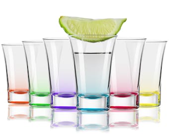 Shot Glasses Coloured Bases | Tequila Shots Glass, Stag Do, Party Favours, Spirit Shooter 50ml