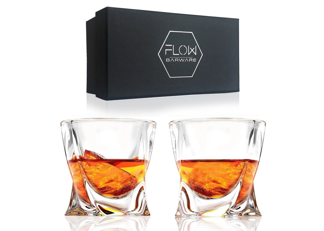 Twist Whisky Glasses Gift Set of 2 Whiskey Glass Tumbler for Scotch