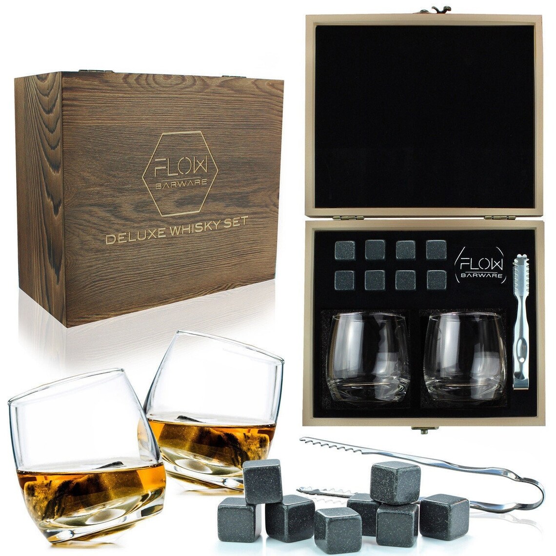 Rocking Whiskey Glass Gift Set, Set of 2 Spinning Whisky Glasses