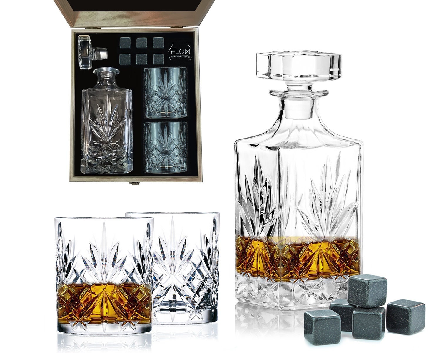 Classic Whiskey Decanter and Whisky Glasses Gift Set Whisky Glasses