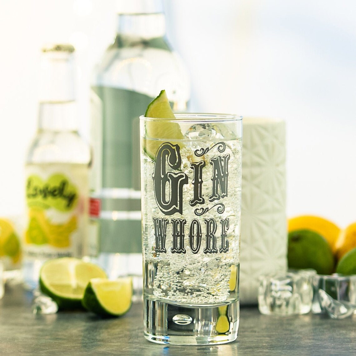 Gin Whore Hi Ball Gin Glass A Funny Novelty Gin and Tonic Glass
