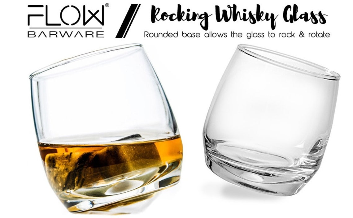 Rocking R Whisky Rocking Whiskey Glass Gift Set, Set of 2 Spinning Whisky Glasses ...