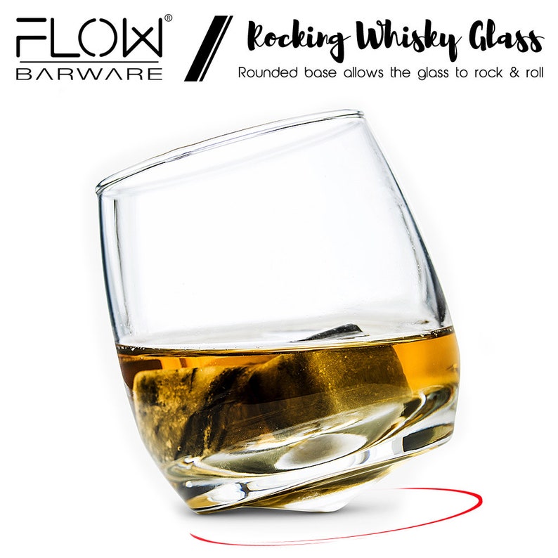 Rocking R Whisky Rocking Whiskey Glass Gift Set, Set of 2 Spinning Whisky Glasses ...