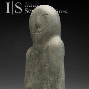 VINTAGE 12&quot; Inuk by Lukie Anowtaliq *Debonair* Original Inuit SculptureArt, Canadian Eskimo Canadian Gift