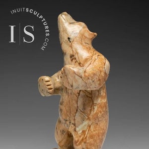 8” Dancing Bear by Derrald Taylor Inuit  Sculpture Soapstone Inuit Original Inuit Carving Serpentine Stone New Canadian