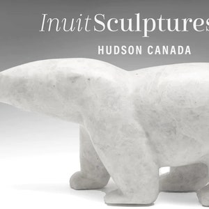 20&quot; Walking Polar Bear by Peter Aningmiuq *Iceman* Inuit Sculpture art Inuit Original Inuit Soapstone Carving Marble Stone New Canadian