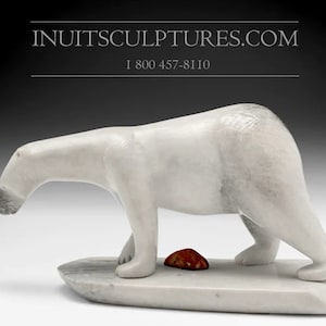 9&quot; Scenting Polar Bear by Adrian Arnauyumayuq  Inuit Sculpture Soapstone art Inuit Original Inuit Carving Serpentine Stone New Canadian Gift