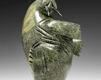 8&quot; Dancing Walrus by Pits Qimirpik *Tiny Dancer* Original Inuit Sculpture Cape Dorset Art Canadian Eskimo Serpentine Carving New Gift Idea