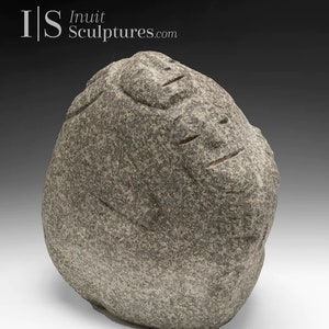 Vintage 10&quot; Faces by Lucy Tutsuitok RCA *Love*  Inuit Sculpture Soapstone art Inuit Original Inuit Carving Serpentine Stone