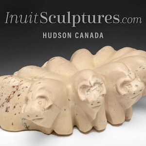 13&quot; SIGNATURE Muskox Circle by Jonasie Faber *The Power of One* Inuit Sculpture Stone art Original Inuit Carving Stone, New, Canadian Gift