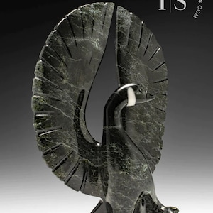 13&quot; SIGNATURE Canada Goose by Johnysa Mathewsie *Willow* Inuit Sculpture Soapstone art Inuit Original Inuit Carving Serpentine Stone New