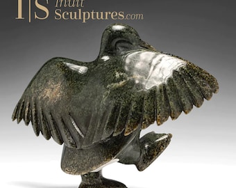 8&quot; SIGNATURE Dancing Goose by Pudlalik Shaa *Chamberland”  Inuit Sculpture Soapstone art Inuit Original Inuit Carving Serpentine Stone