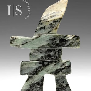 4" Inukshuk by Peter Shaa *Radiohead*Inuit Sculpture Soapstone art Inuit Original Inuit Carving Serpentine Stone New Canadian Gift Idea New