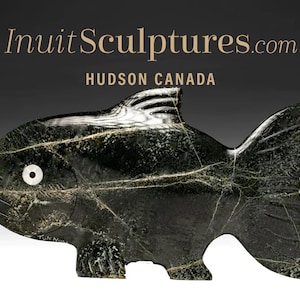 16" Arctic Char by Tuk Nuna *Nemo* Original Inuit Sculpture, Cape Dorset Art, Canadian Eskimo Serpentine Carvings, New