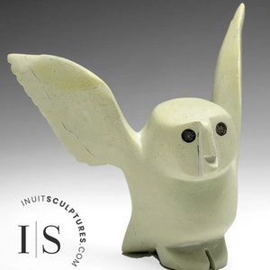 6&quot; Owl by Mosa Ragee *Time After Time* Original Inuit Sculpture Art Canadian Eskimo Canadian Gift New