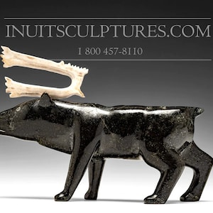 8&quot; Caribou by Peter Aningmiuq *Hacksaw* Inuit Sculpture Soapstone art Inuit Original Inuit Carving Serpentine Stone New